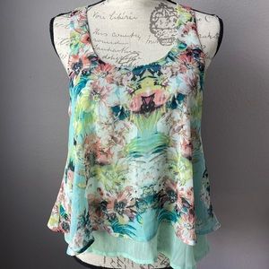 Women’s floral chiffon tank top, SZ XS